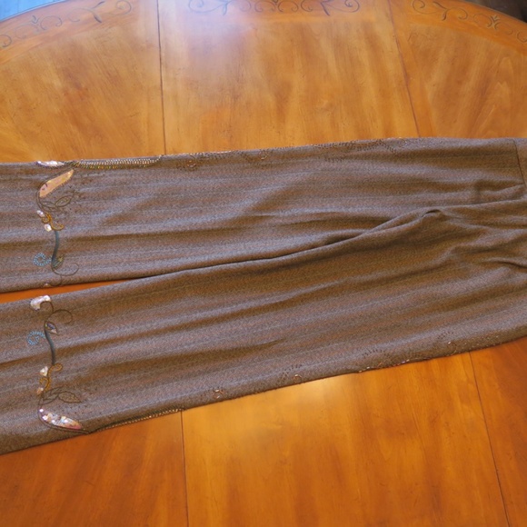 Express Brown Embellished Pants 5/6 Low rise Bootcut Embroidery Sequins - Picture 4 of 5